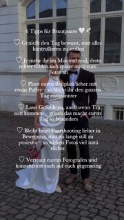 Für jede Braut, die bald heiratet — 5 Tipps für deinen Hochzeitstag 🤍♡ Plane lieber ein bisschen mehr Pufferzeit ein♡ Versuche nicht, jedes kleine Detail zu kontrollieren♡ Bleib im Moment, auch wenn nicht alles perfekt läuft♡ Nimm dir bewusst kleine Augenblicke nur mit deinem Partner♡ Lass die ungeplanten Momente einfach passierenDenn oft sind genau diese Momente später die schönsten Erinnerungen. 🕊️Speichere dir das für deinen Hochzeitstag oder schick es an eine Braut, die bald heiratet.#braut2026 #braut2027 #hochzeitstipps #linphotography #hochzeitsfotografdüsseldorf