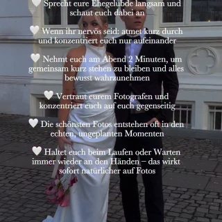 Diese kleinen Tipps helfen euch dabei, euren Hochzeitstag bewusster und entspannter zu genießen – und sorgen gleichzeitig für natürliche, emotionale Momente. 🤍Kennst du jemanden, der bald heiratet? Dann schick ihr dieses Reel vielleicht hilft es bei der Planung. 💍Für mehr Hochzeitstipps, Inspiration und echte Momente rund um euren großen Tag folgt gerne vorbei.#hochzeitsfotografdüsseldorf#standesamtdüsseldorf