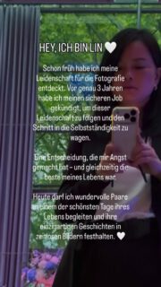 ✨ Hey, ich bin Lin 🤍Schon früh habe ich meine Leidenschaft für die Fotografie entdeckt. Was als Hobby begann, wurde mit der Zeit zu meinem größten Traum.Vor genau 3 Jahren habe ich meinen sicheren Job gekündigt, um meiner Leidenschaft zu folgen und den Schritt in die Selbstständigkeit zu wagen. Eine Entscheidung, die mir Angst gemacht hat – und gleichzeitig die beste meines Lebens war.Heute darf ich Paare an einem der schönsten Tage ihres Lebens begleiten und ihre einzigartigen Geschichten in zeitlosen Bildern festhalten. Für mich geht es nicht nur darum, schöne Fotos zu machen, sondern echte Emotionen, besondere Verbindungen und unvergessliche Momente für die Ewigkeit zu bewahren.Ich bin dankbar für jeden Menschen, der mir sein Vertrauen schenkt und Teil dieser Reise ist. 🤍📸Folge deiner Leidenschaft – du weißt nie, wohin sie dich führen wird. ✨#hochzeitsfotografdüsseldorf #hochzeitsfotografessen